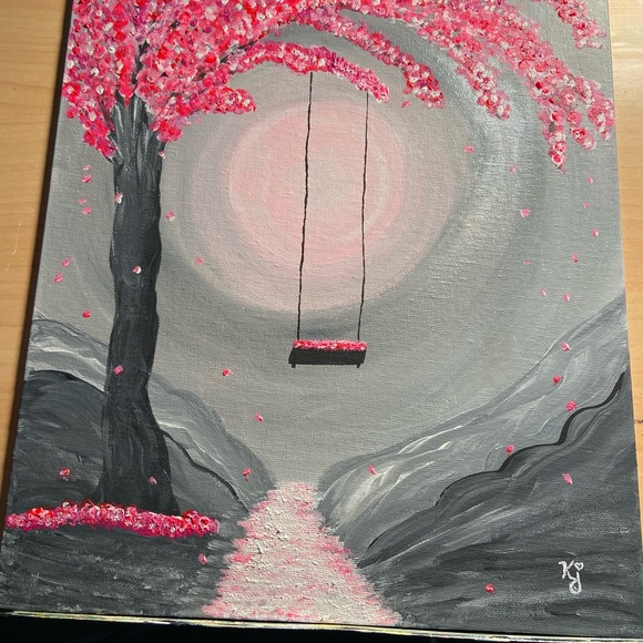 Acrylic paintings set of three 11 x 14‘s framed black and white and pink. - Picture 4 of 4